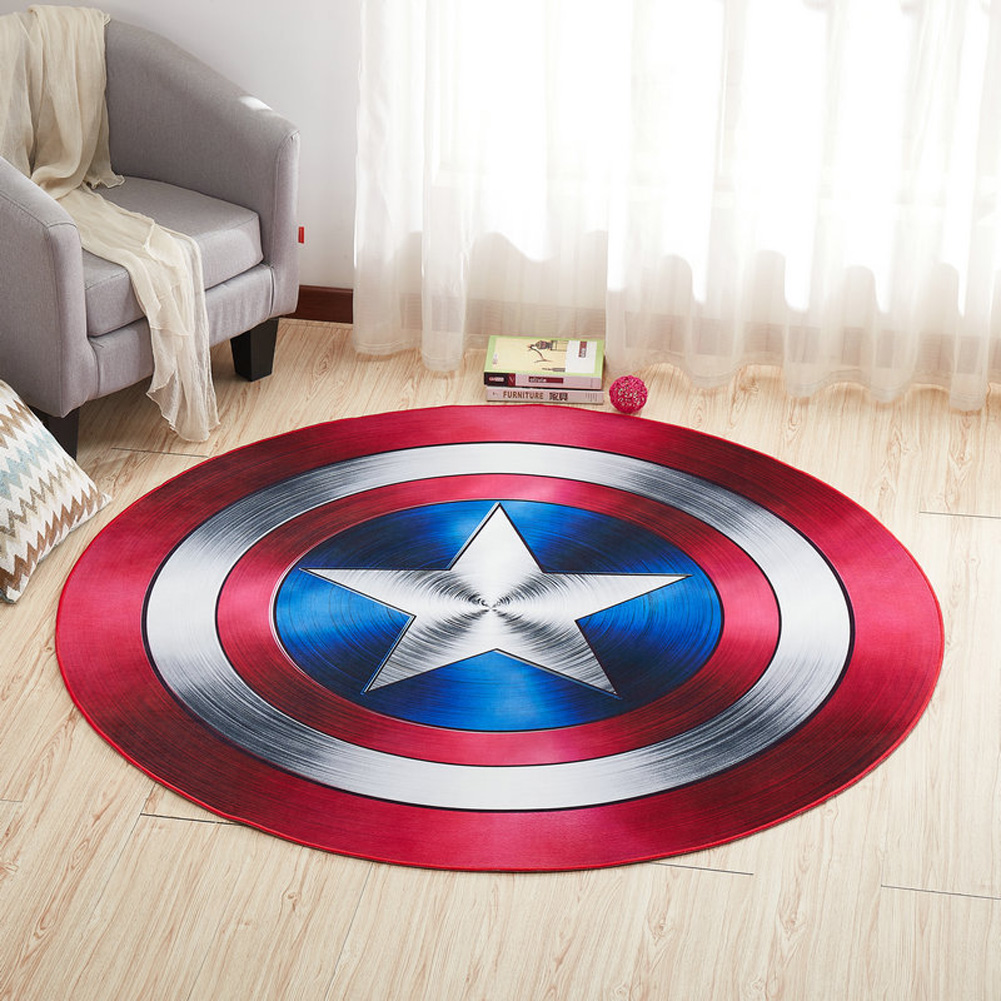 Round Carpet 3D Anti-slip Rugs Computer Chair Floor Mat for Home Kids Room Hand shield_100cm