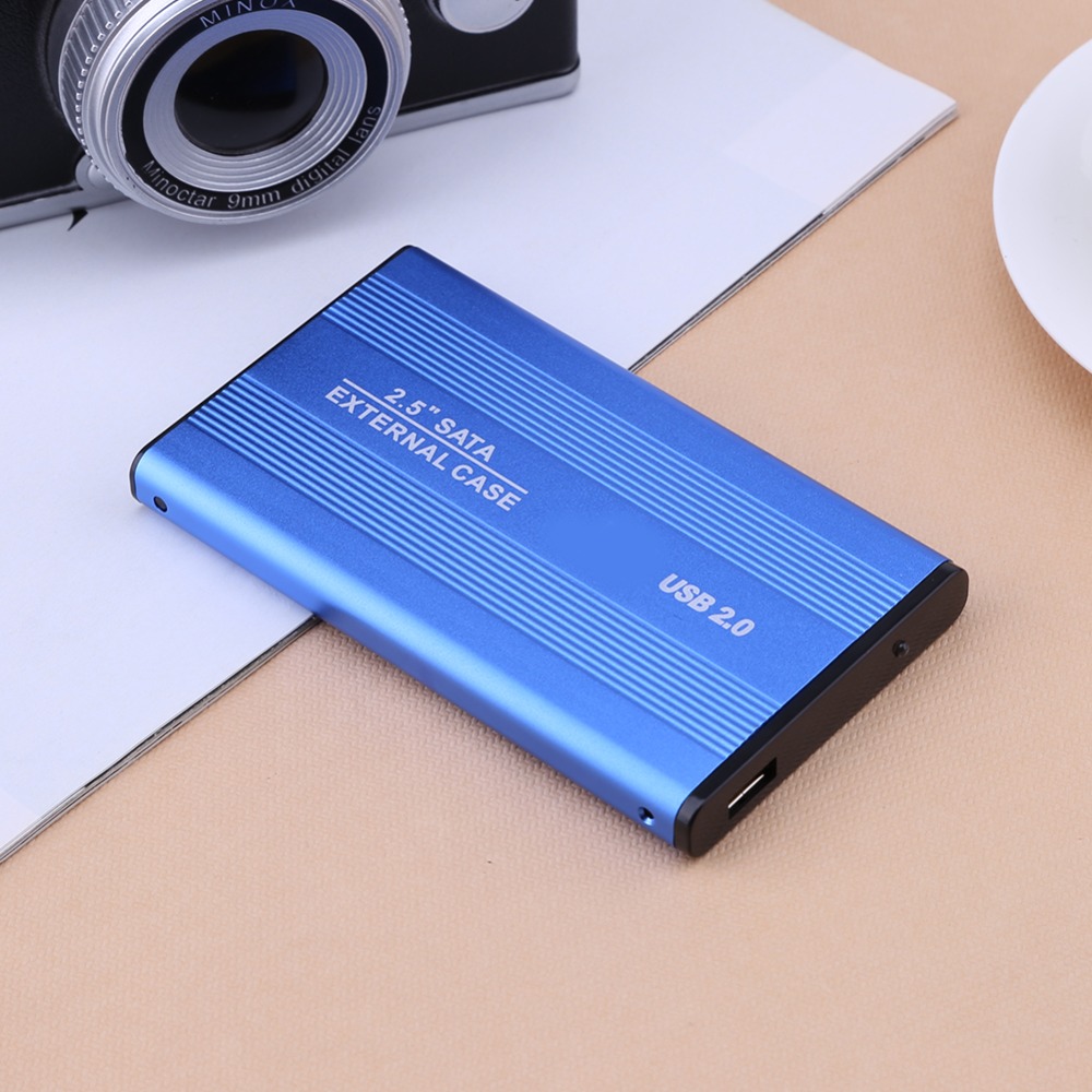 2.5 Inch USB 2.0/3.0 SATA External Mobile Hard Disk Box HDD Aluminum Alloy Shell Adapter Case Enclosure Box for PC Laptop Notebook Blue USB2.0