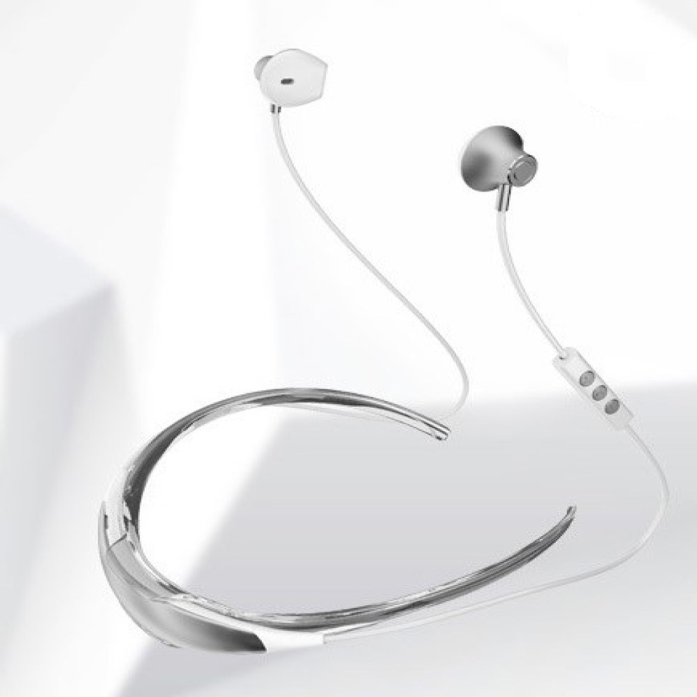 Hanging Neck Bluetooth Earphone X19C Wireless Sports Headphone Earbuds Silver