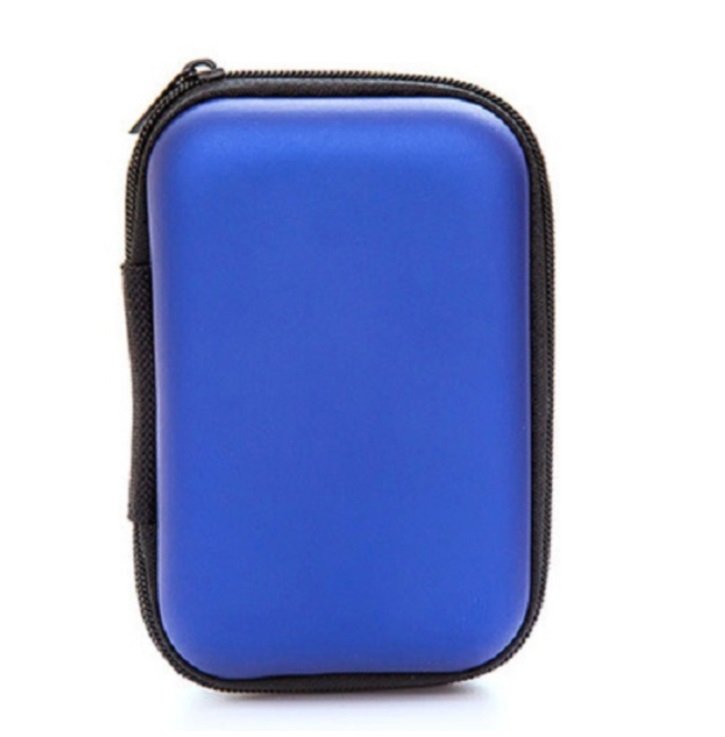 Hard Earphone Case Eva Leather Headphone Storage Bag Protective Usb Cable Organizer Portable Earbuds Pouch Box Navy blue