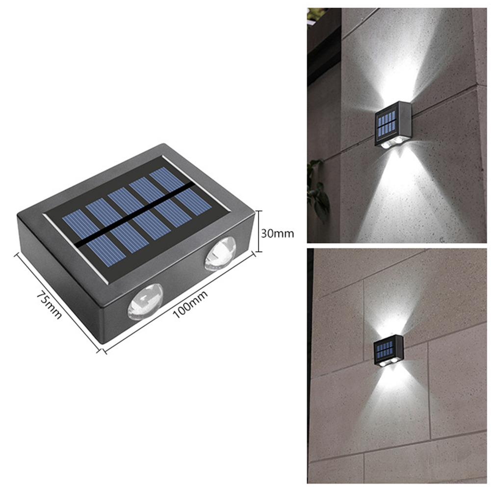 2pcs Solar Wall Lamp 2 Colors Outdoor Waterproof Up Down Luminous Night Light
