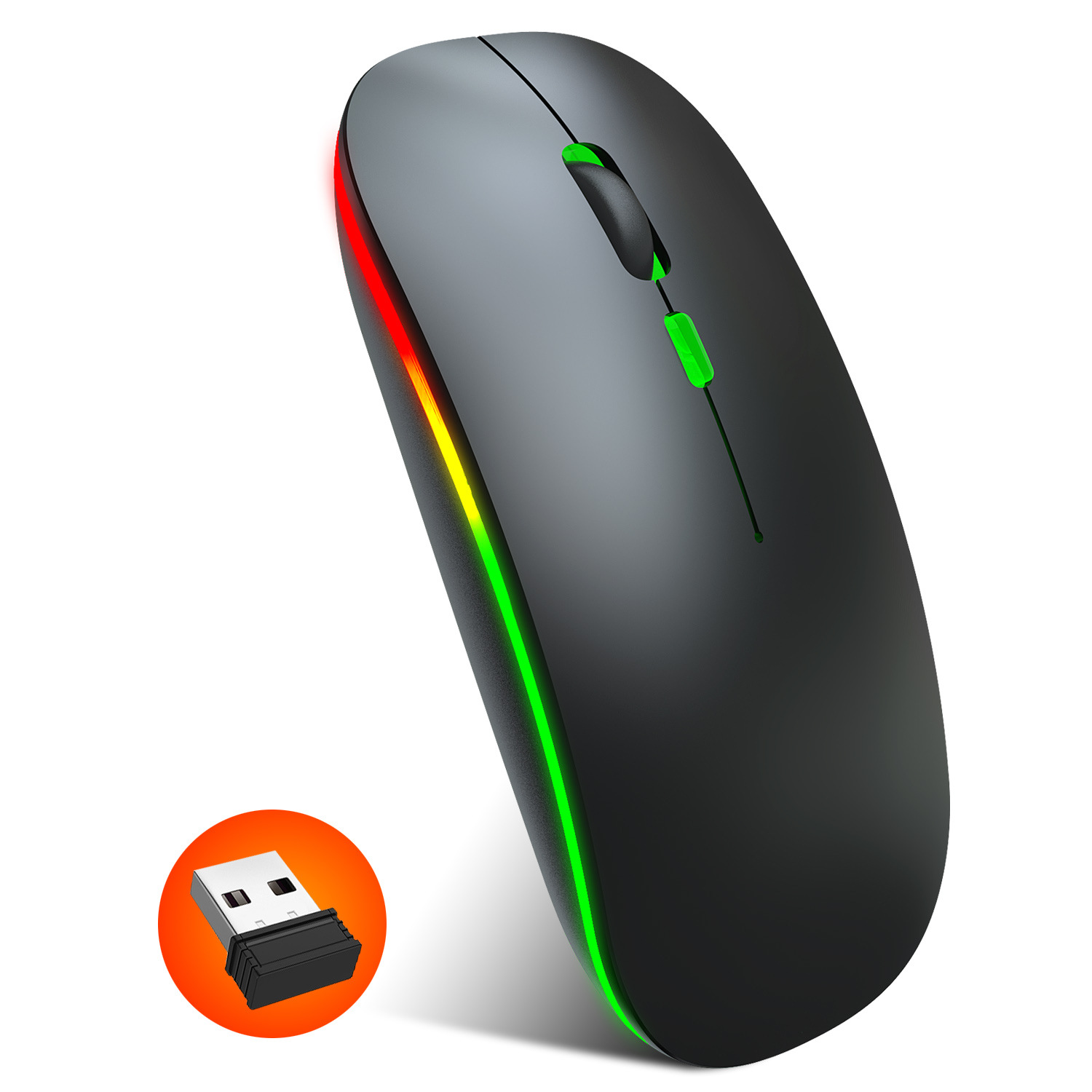 Wireless Optical Mouse M40 2.4G Colorful Luminous Rechargeable Mute Ultra-thin for PC Notebook Desktop Office black