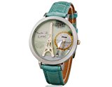 Tanboo Women`s Eiffel Tower Analog Watch with Faux Leather Strap (Blue)