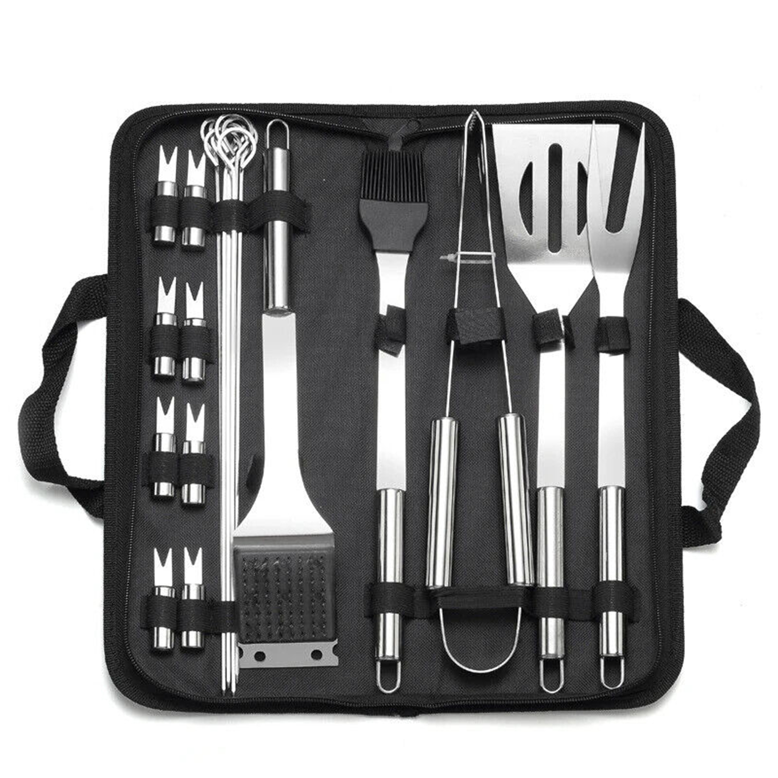 20 PCs Grill Accessories BBQ Tool Heavy Duty Stainless Steel Grilling Tool Set With Carrying Bag Professional BBQ Accessories Set For Outdoor Cooking Camping 20-piece cloth bag baking set