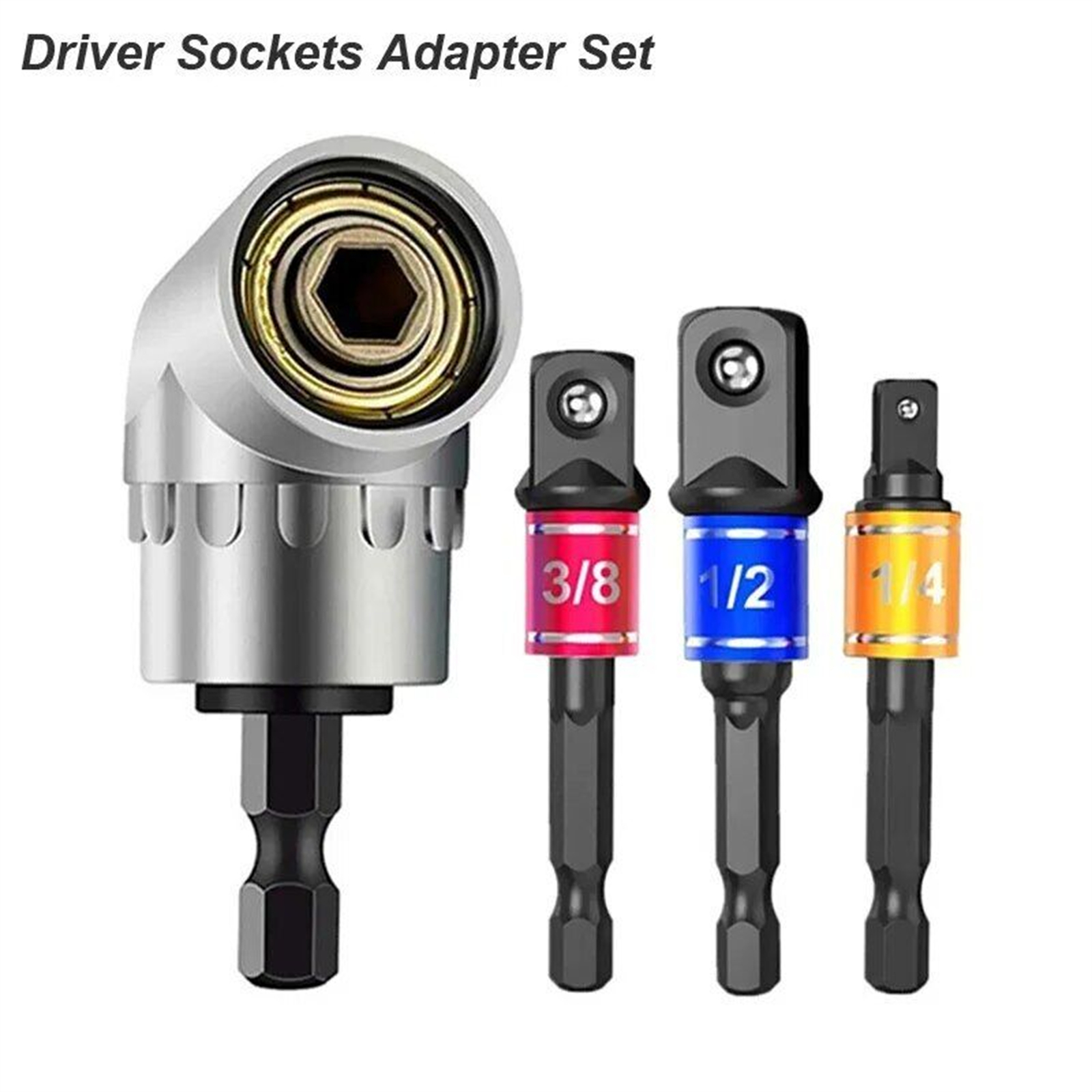 Impact Grade 105 Degree Angle Socket Adapter Power Hand Tool Part Driver Extension Set Drill Bit Power Socket Screwdriver Set Holder Adapter Silver