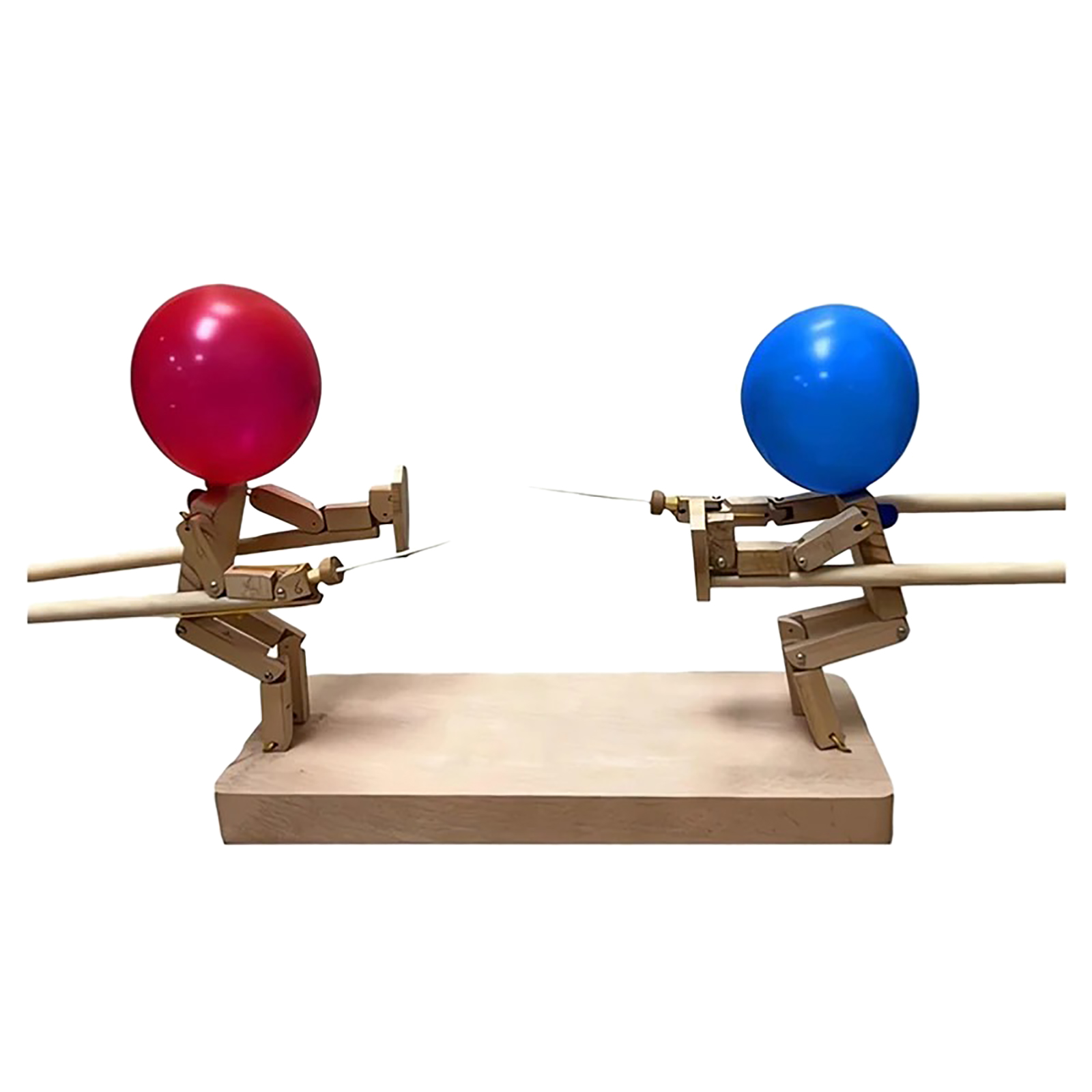 Balloon Bamboo Man Battle Wooden Bots Battle Game Interactive Toys For 2 Players Handmade Wooden Fencing Puppets Gifts Party Supplies