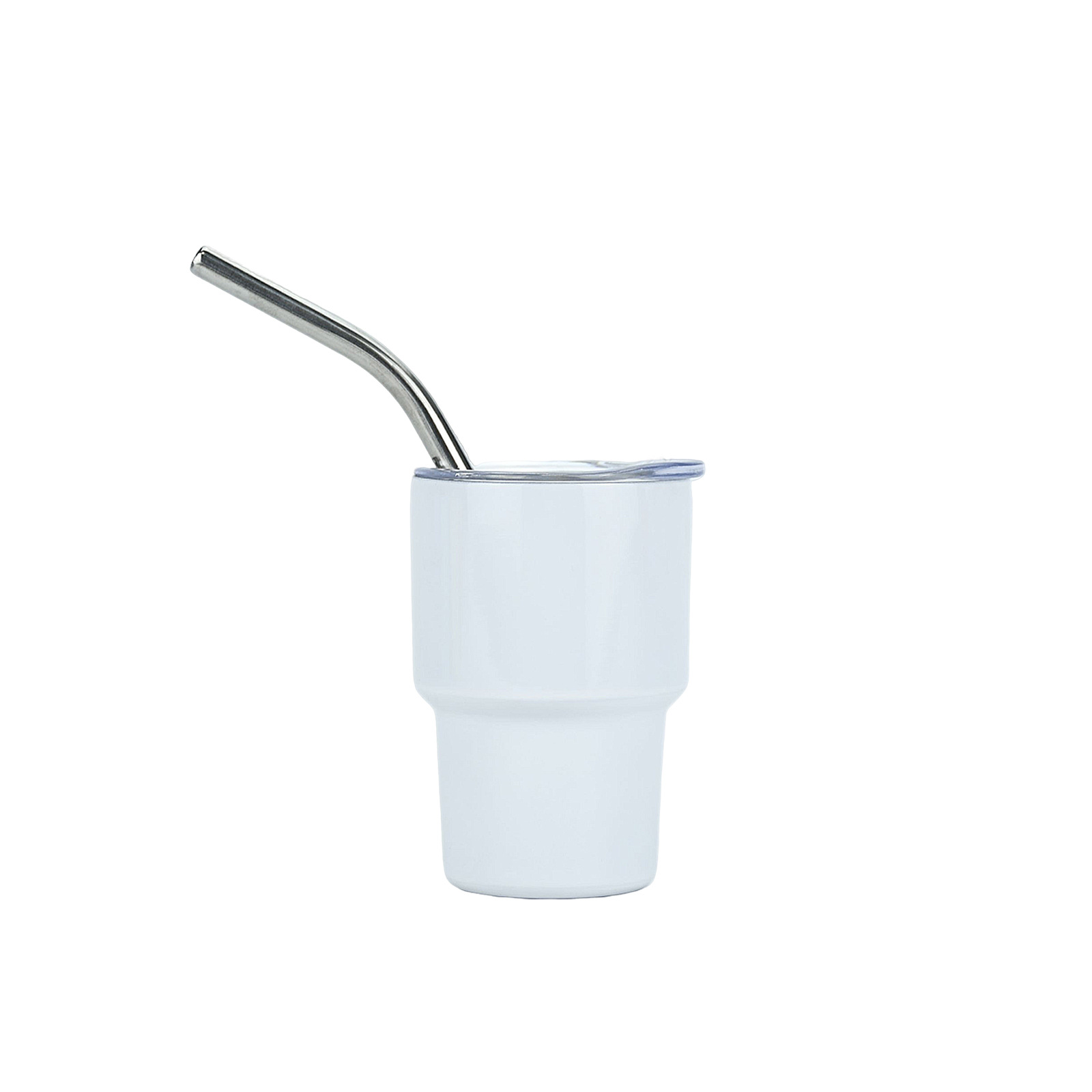 2 Oz Mini Tumbler Shot Glass With Straw And Lid Stainless Steel Double Wall Insulated Vacuum Cups Shot Glass Tumblers For Cocktail Coffee Whiskey Beer White 2oz/60ml