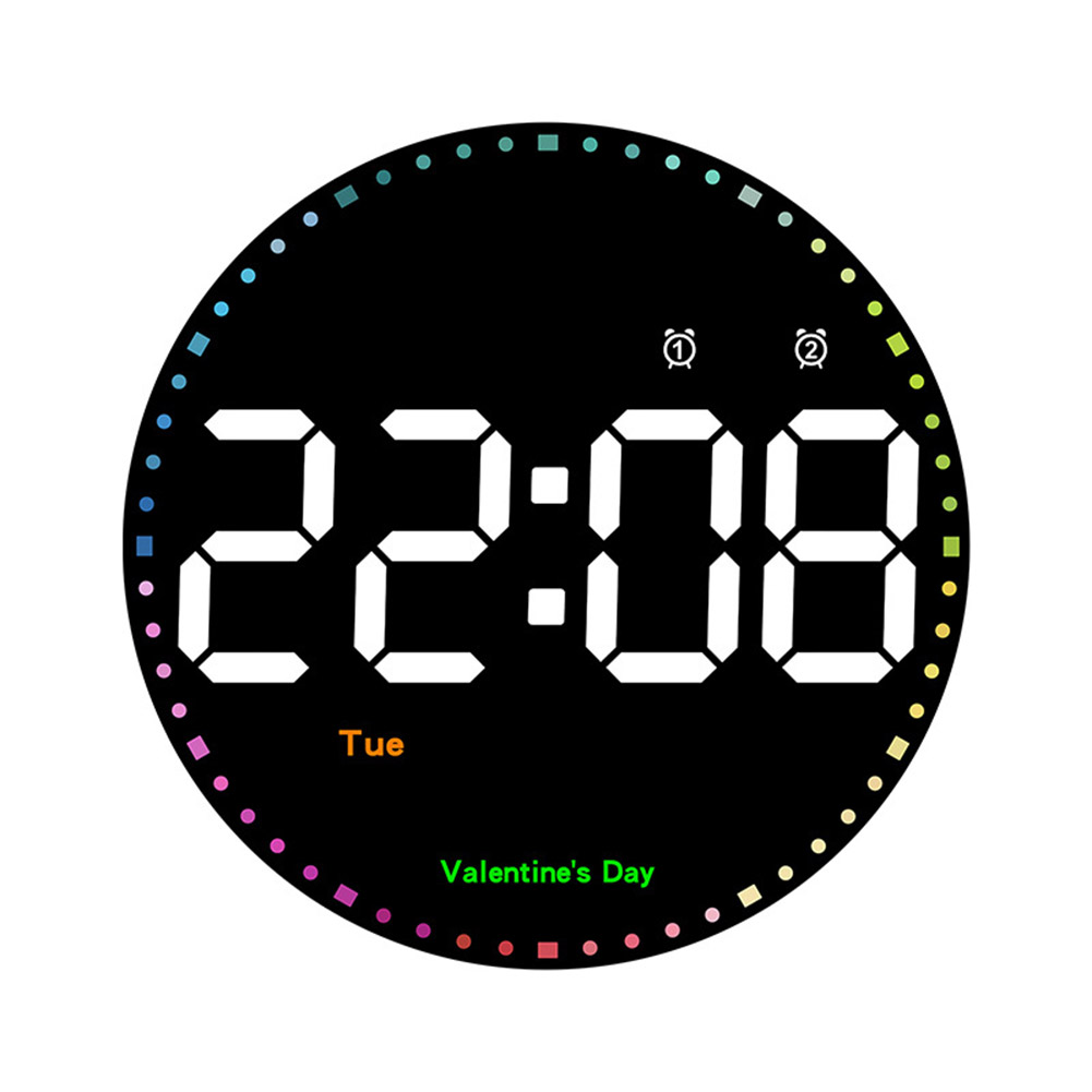 10-Inch Led Round Digital Wall Clock with RC 10 Levels Brightness Alarm Clock