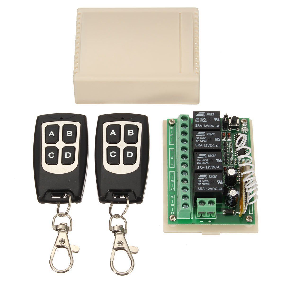 12V 4CH Channel 433Mhz Wireless Remote Control Switch Integrated Circuit with 2 Transmitter DIY Replace Parts Tool Kits 24V