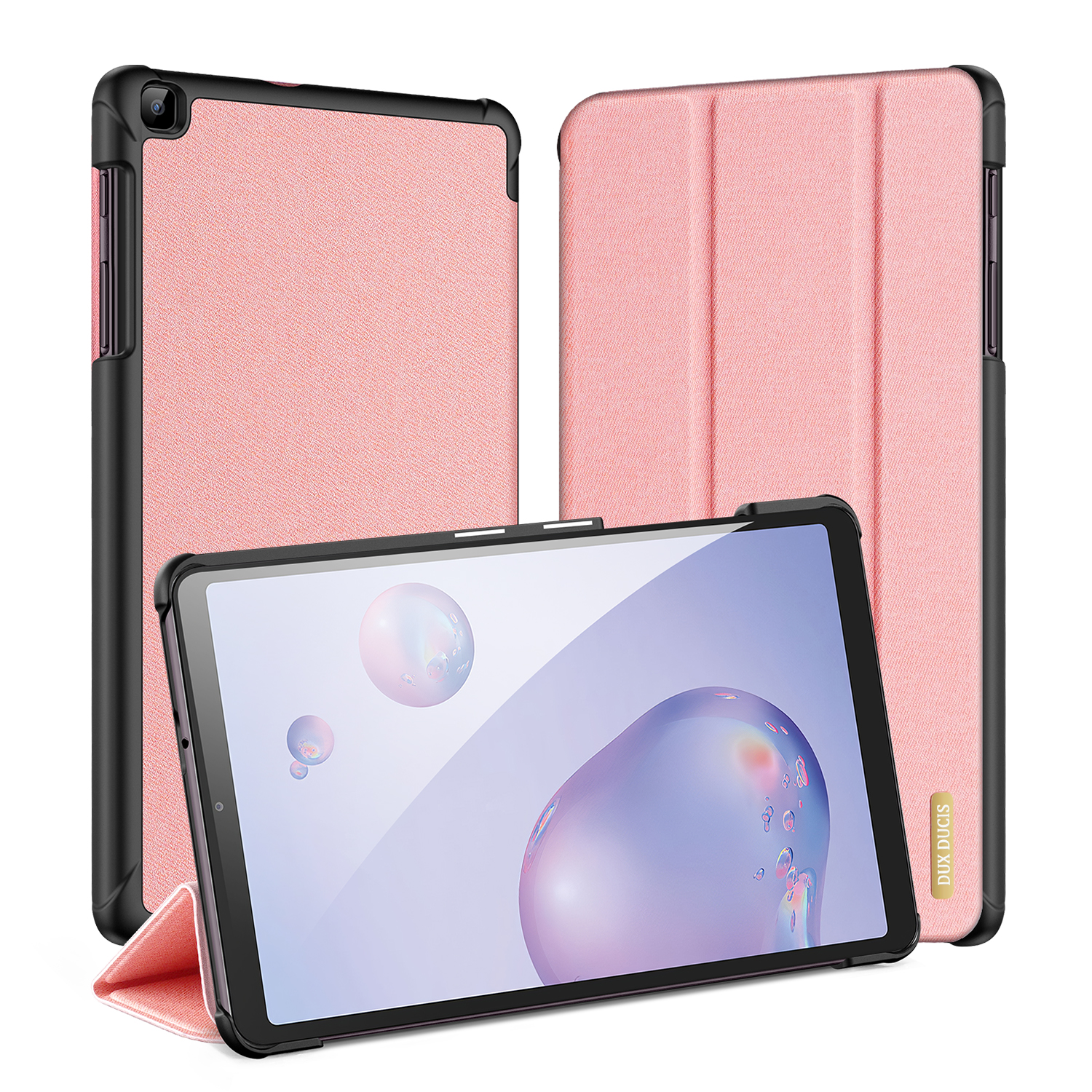 DUX DUCIS For Samsung Galaxy Tab A 8.4  2020 Simple Solid Color Smart PU Leather Case Anti-fall Protective Stand Cover with Sleep Function  Pink