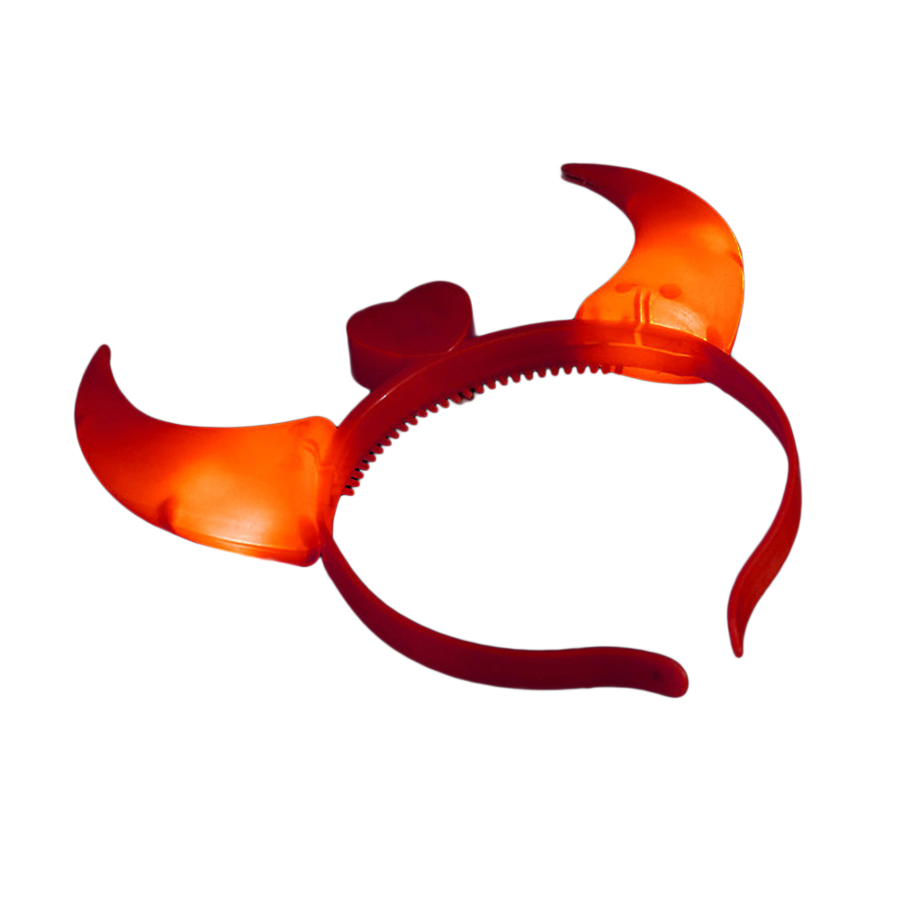 LED Light Up Headbands Kids 3D Ox-horn Glowing Hairband for Christmas Party Favors Gifts Red