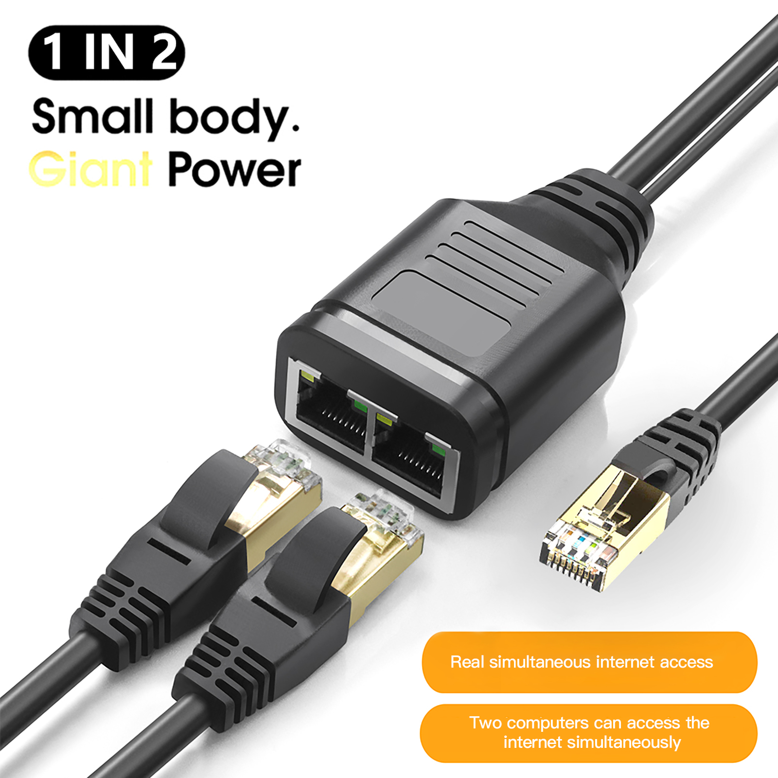 Wholesale RJ45 Network Splitter Adapter RJ45 Male 1 To 2 With Usb Power Cable  LAN Interface Ethernet Connector 100M black From China