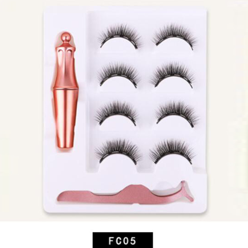 Wholesale 4 Pairs Eyelash Liquid Eyeliner False Eyelashes Waterproof Long