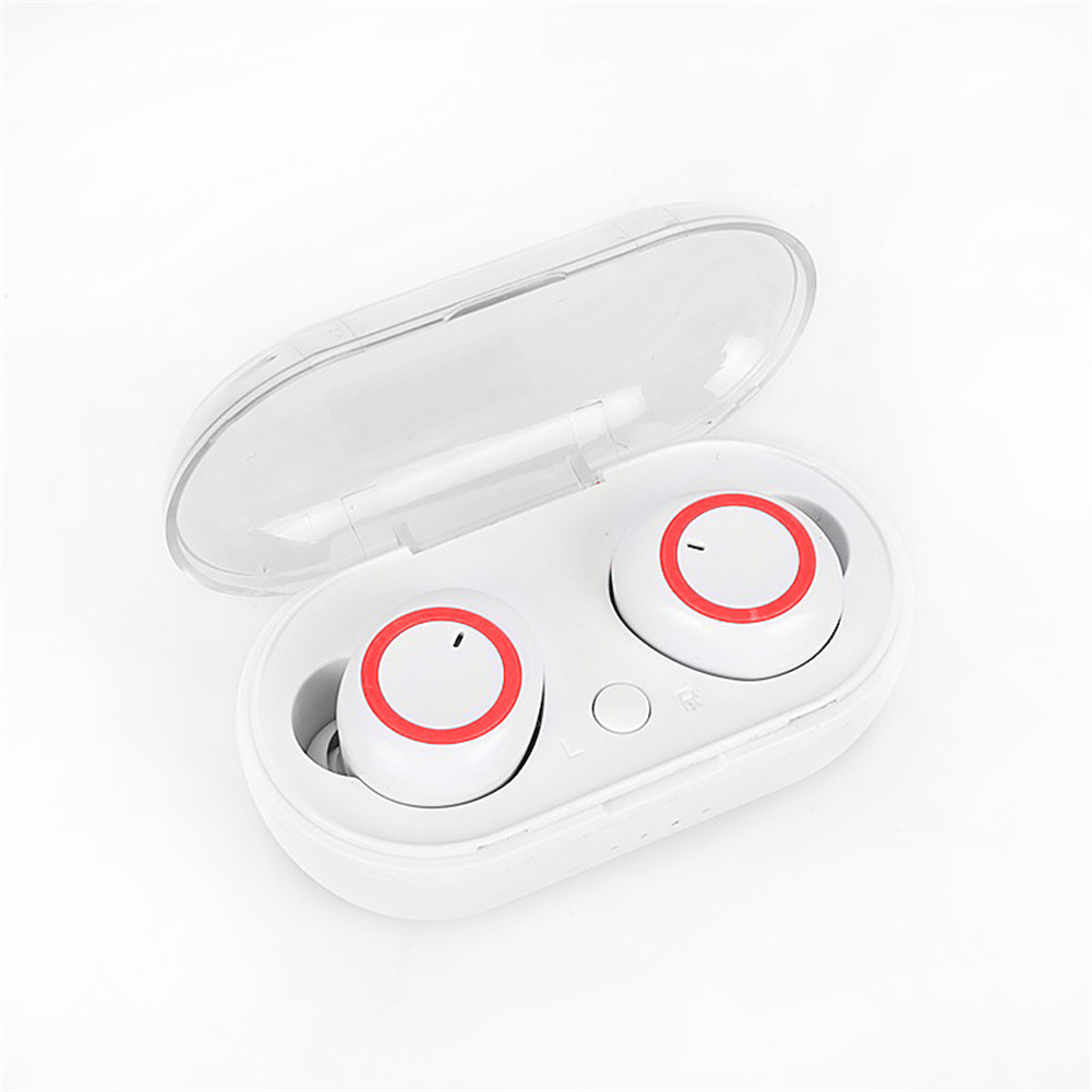 Y50 Tws Bluetooth-compatible Wireless  Headphones Stereo Sports Ergonomic Design Headset Earbuds With Charging Case For Smartphone white red