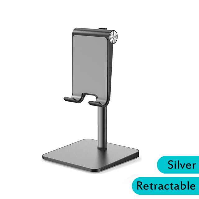 Telescopic Desk Mobile Phone Holder Stand for IPhone IPad Adjustable Metal Desktop Tablet Holder Gray-telescopic version