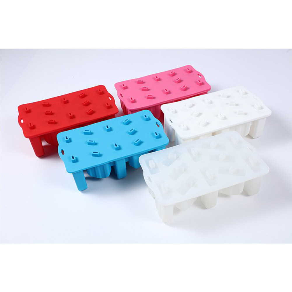 12 Holes Ice Cream Mold Silicone Homemade Popsicle DIY Ice-sucker Mould for Kids Adults Pink