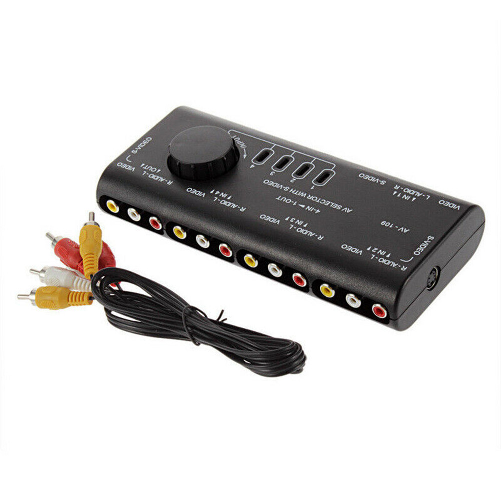 Wholesale 4 In 1 Out Av Rca Switch Box Audio Video Signal 4 Input 1 Output Adapter Black Converter Black From China