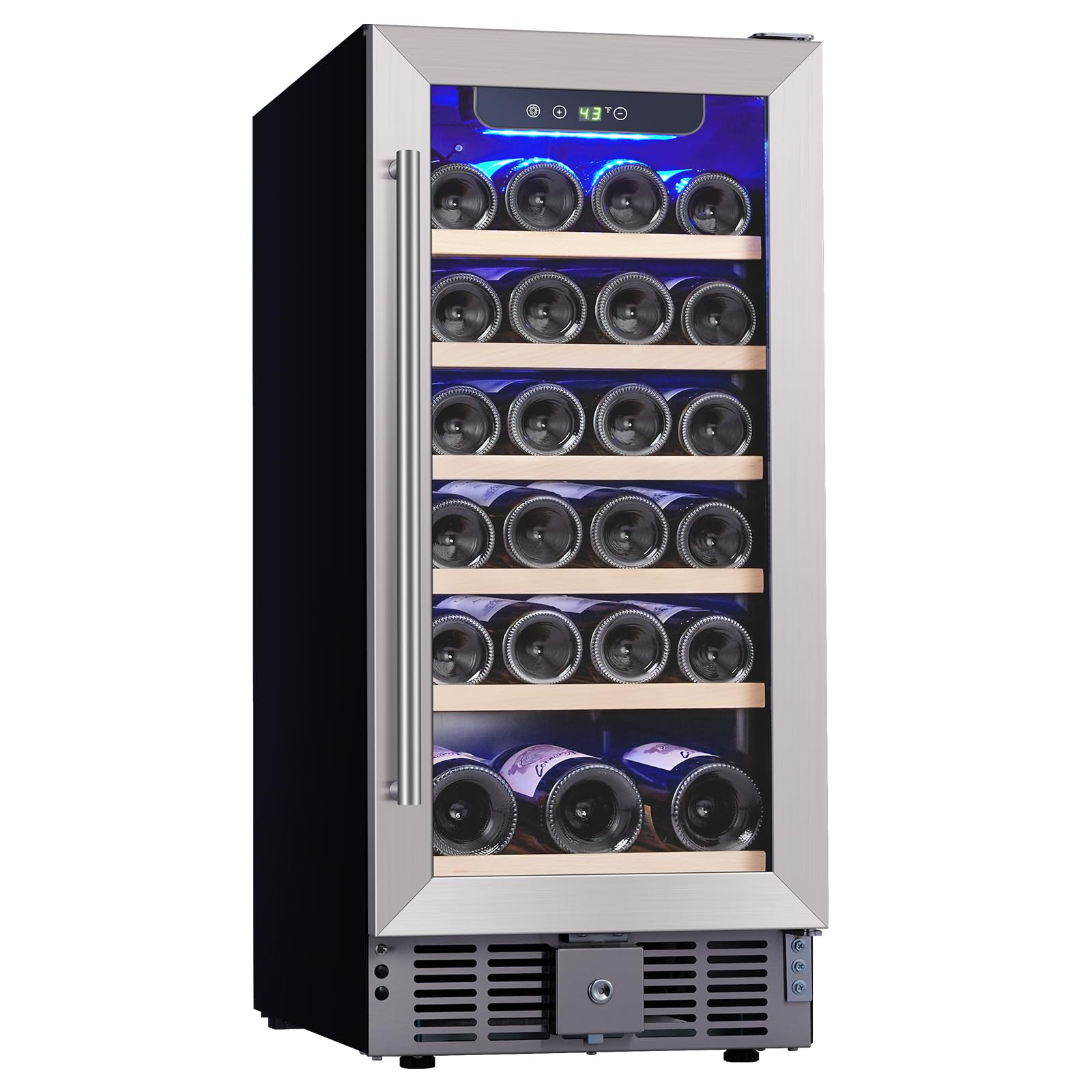 US GARVEE 30 Bottles Wine Fridge Wine Cooler Refrigerator with 40～60°F Digital Temperature Control