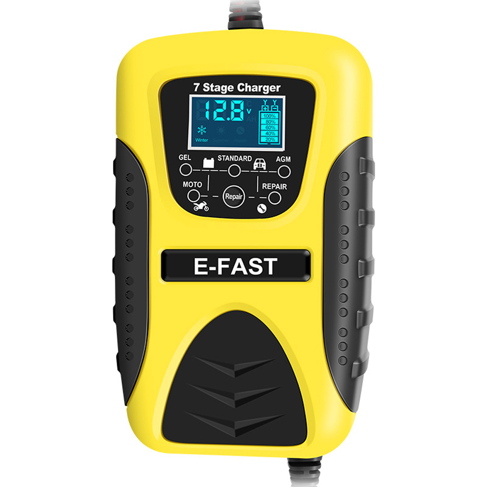 Car Motorcycle Battery Charger 12v 7-stage Multi-battery Mode Lead-acid Battery Charger Repair Maintainer EU Plug