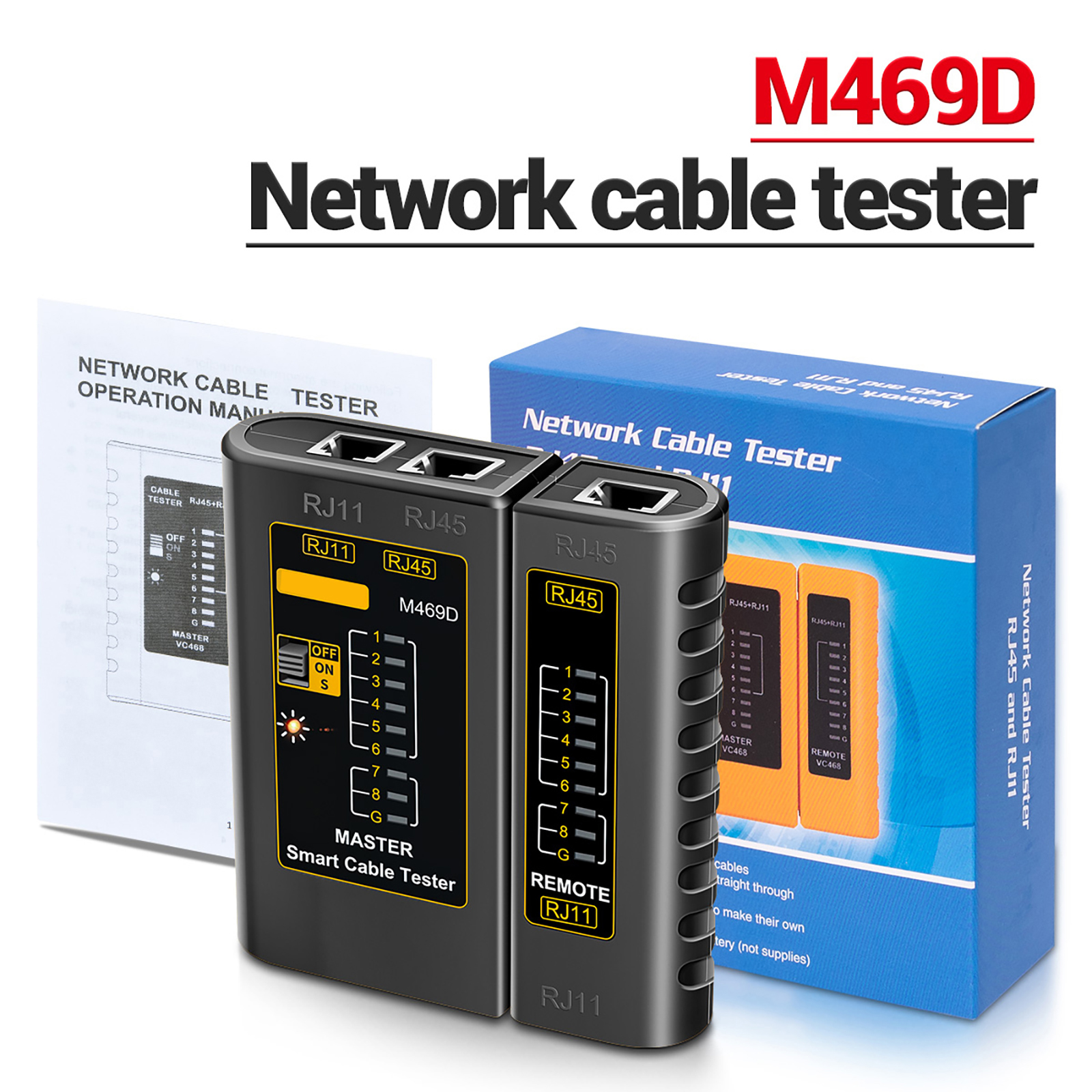ANENG Rj45 Rj11 Multi-functional Network Cable Tester Black