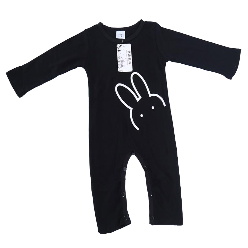 Baby's Jumpsuit Cotton Cartoon Animal Pattern Print Romper for 0-3 Years Old Babies black_90cm