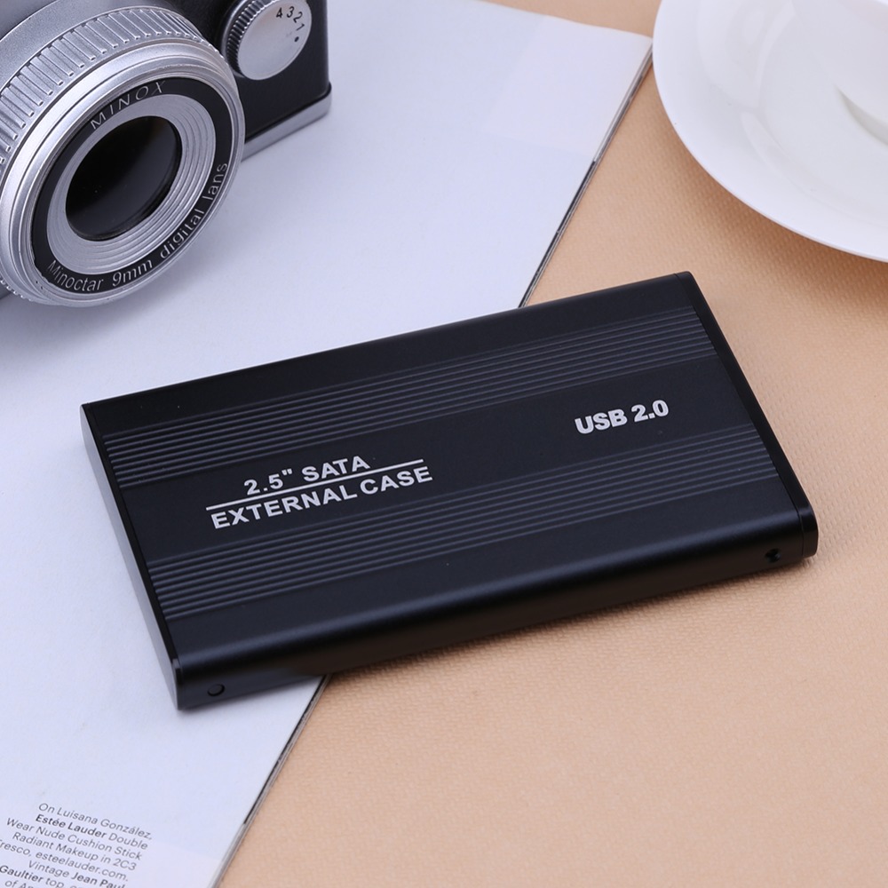 2.5 Inch USB 2.0/3.0 SATA External Mobile Hard Disk Box HDD Aluminum Alloy Shell Adapter Case Enclosure Box for PC Laptop Notebook Black USB2.0