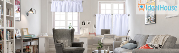 US Waffle Weave Textured Short Curtain Set Waterproof Half Window Tier Curtain