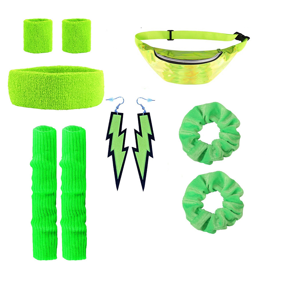 Environmental Protection Material Neon Prom Party Yoga Sports Headband Wristband Waist Bag Large Intestine Hair Ring Leg Set