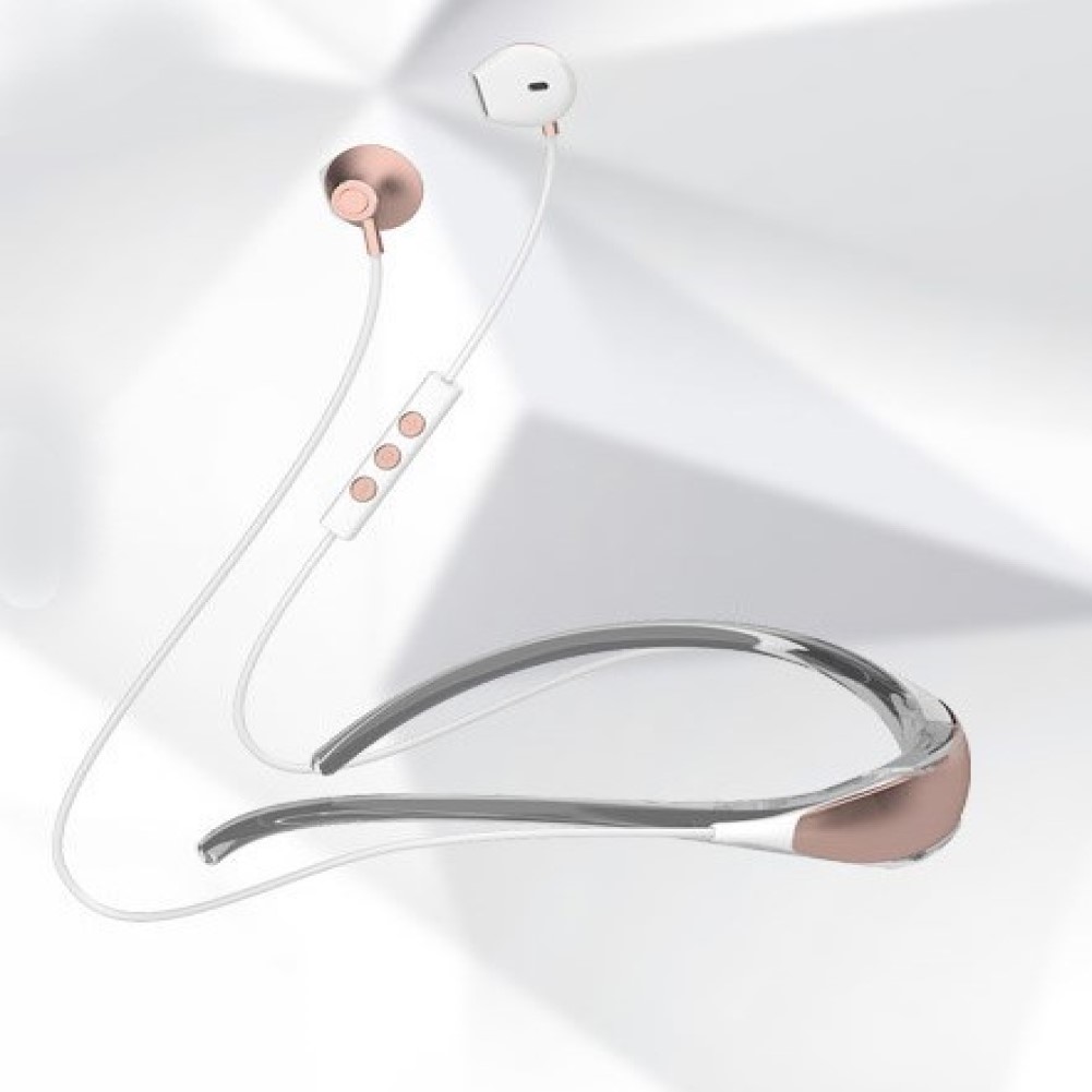Hanging Neck Bluetooth Earphone X19C Wireless Sports Headphone Earbuds White champagne