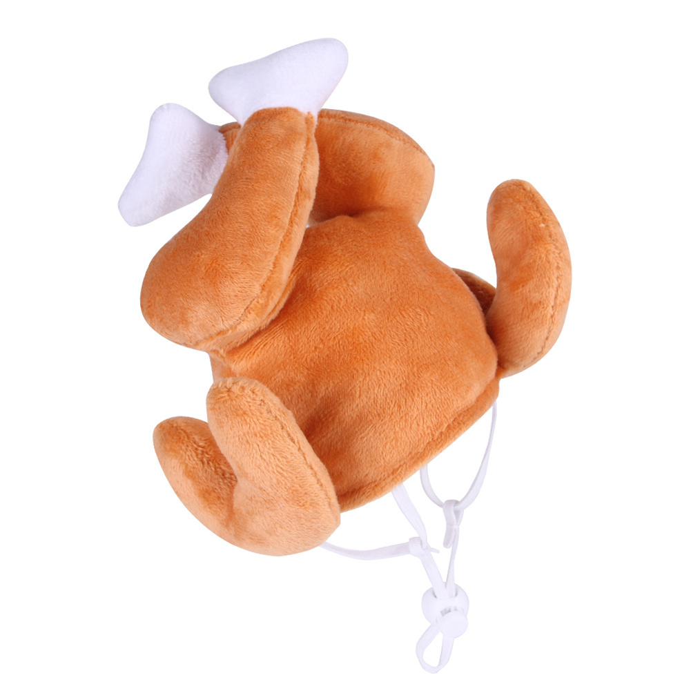 Pet Cat Plush Hat Adjustable Size Dress Up Chicken Leg Headdress