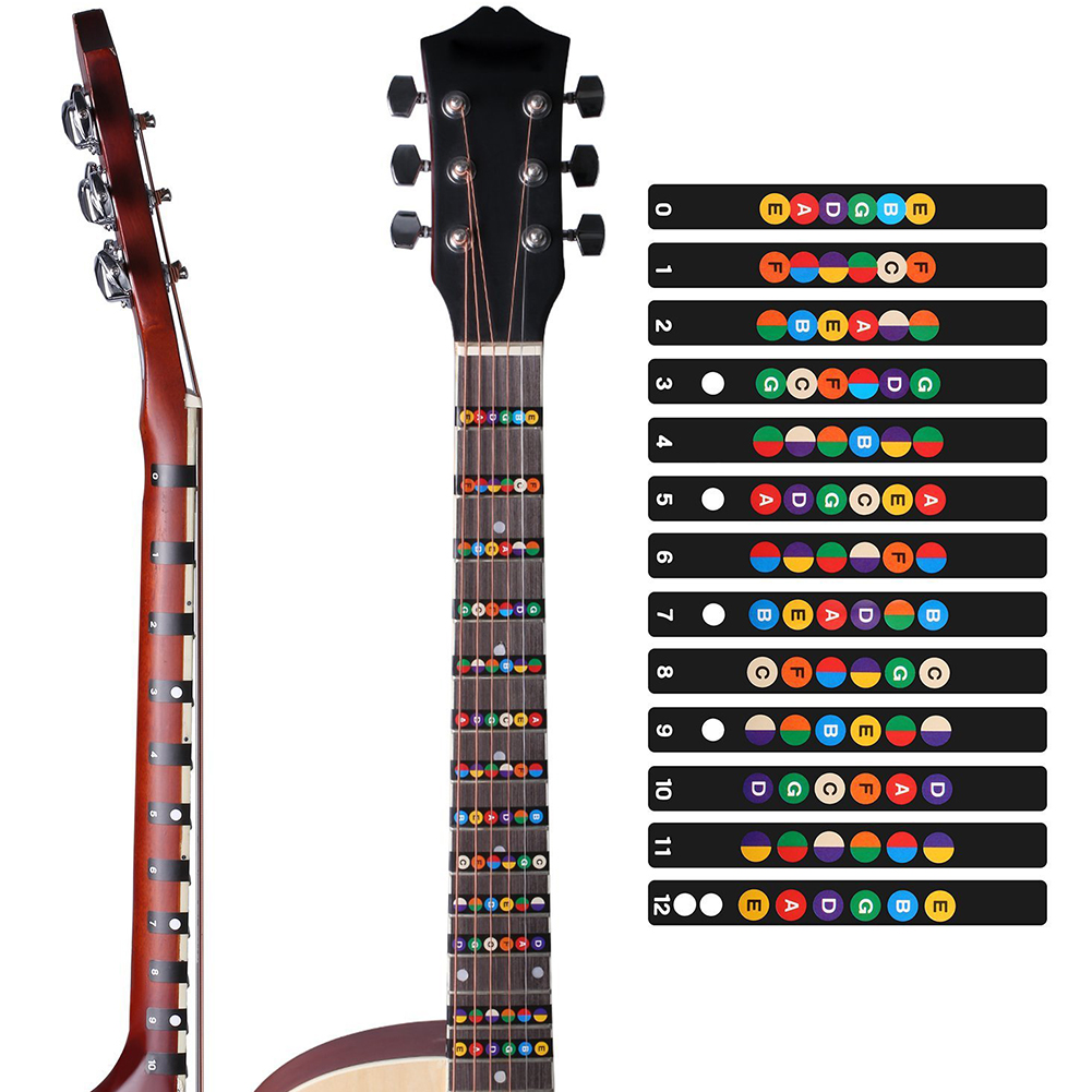 Colorful Guitar Fretboard Note Decal Beginners Fingerboard Sticker Label Map Frets Scale  Color