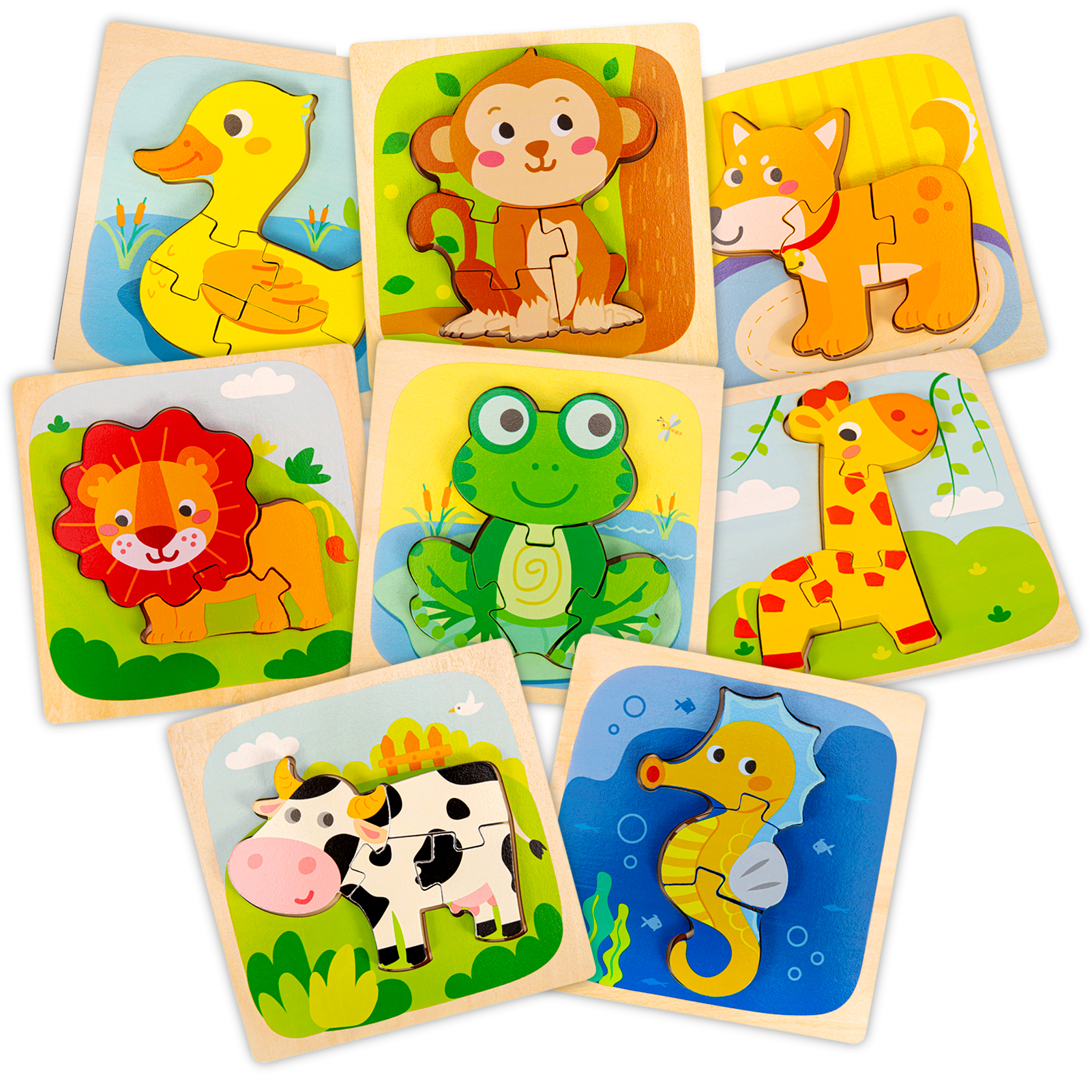 US 8 Pack Wooden Jigsaw Puzzles
