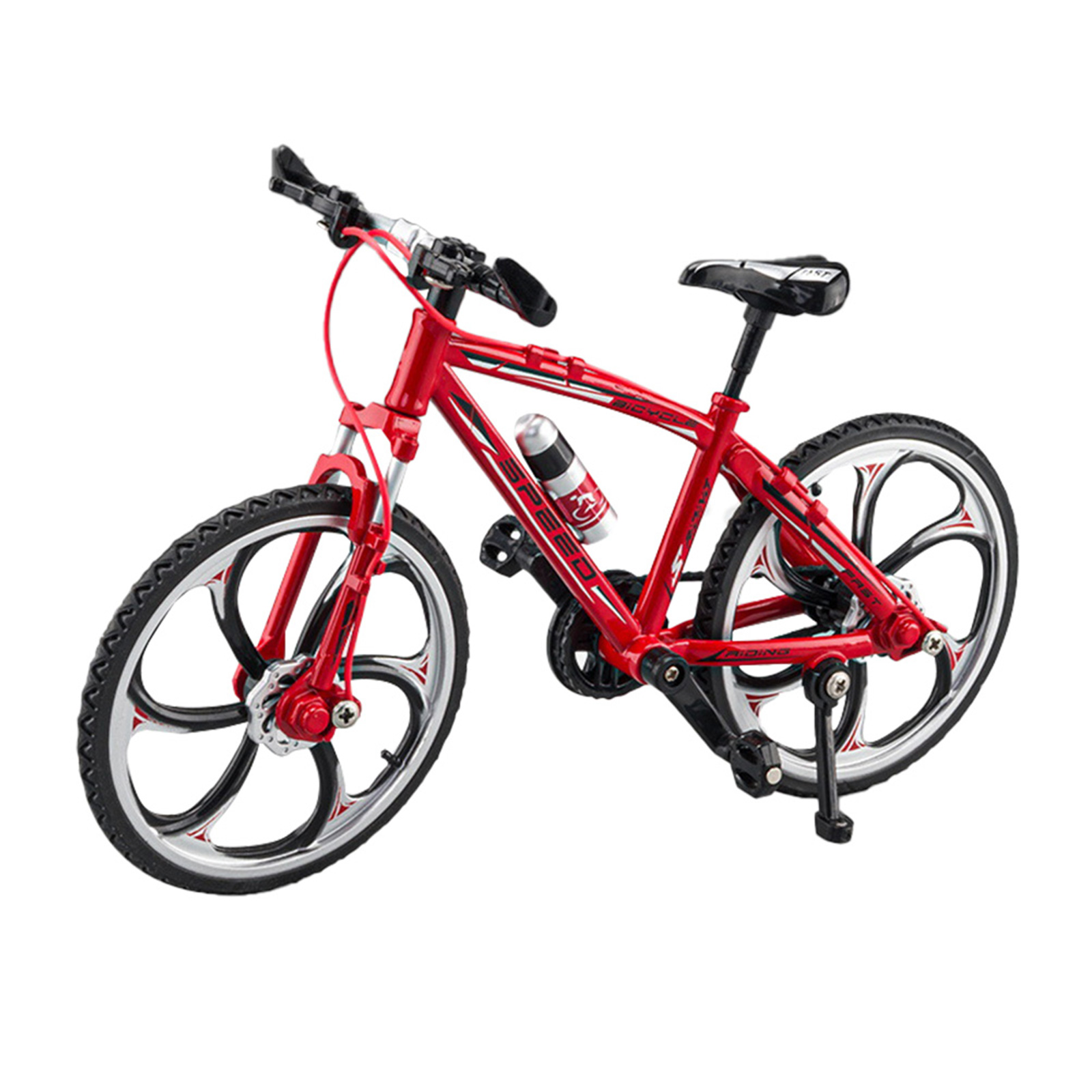 1:8 Simulation Mountain Bike Flat Head Alloy Sliding Steering Bicycle Model Ornaments For Collection Home Decoration red