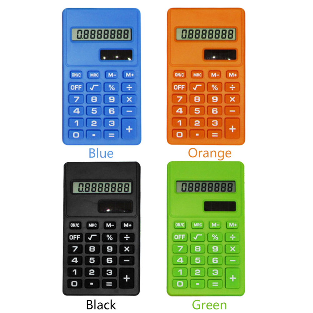 LCD 8 Digit Ultra Slim Calculator Soft Silicone Stationery Scientific Portable Students Calculator green
