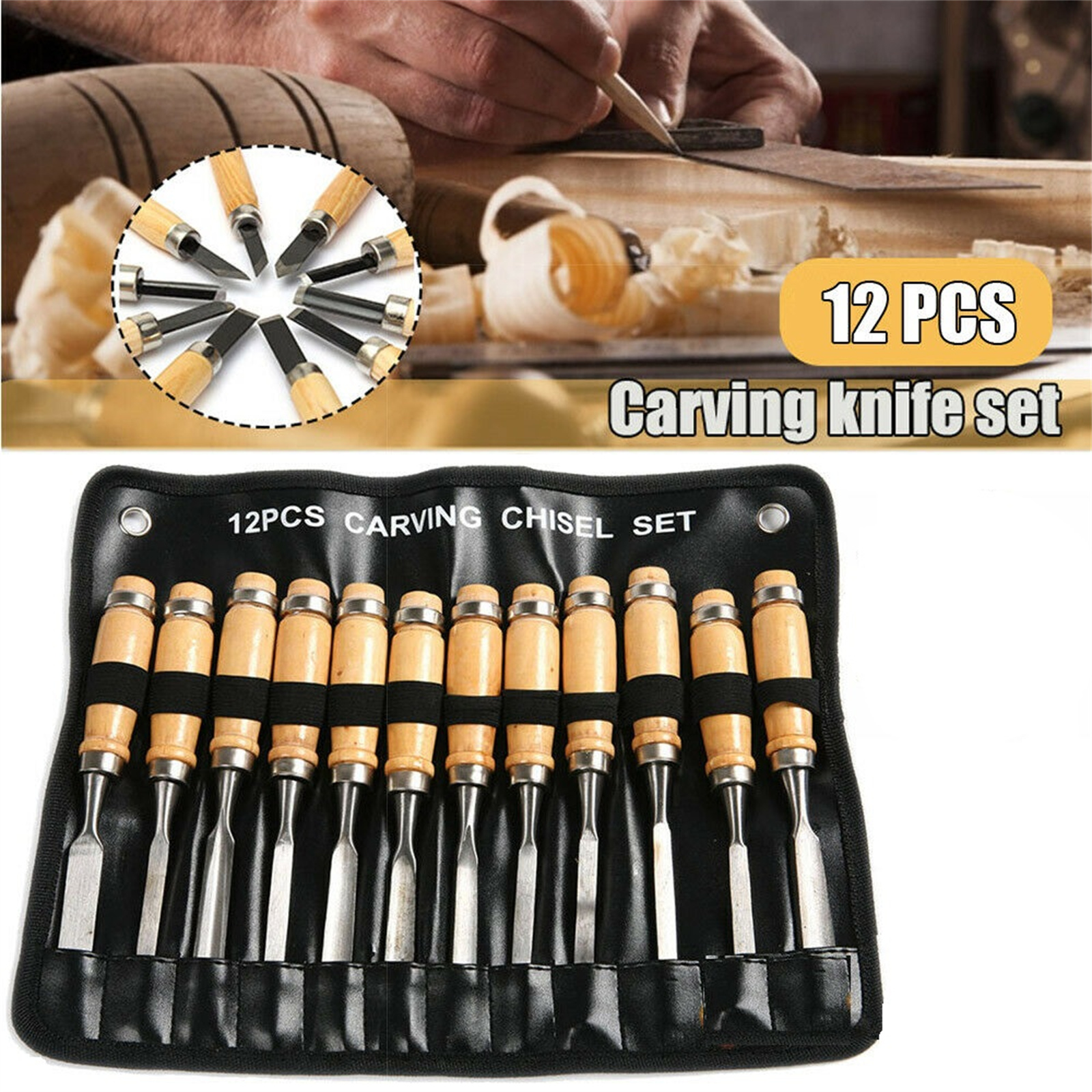 12pcs Wooden Carving Hand Tool Set Professional Woodworking Tools