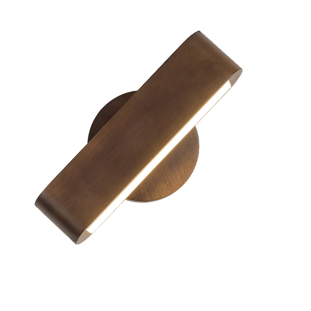Wooden Wall Lamp Rotatable Wall Lights Vintage Wood Texture Wall Sconce 3 Color LED Lighting Reading Light Wall Sconce Lamp For Porch Stair Corridor Bedroom walnut color
