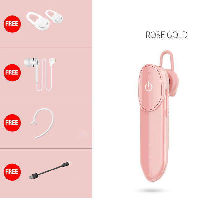 D16 Car Wireless Bluetooth-compatible  5.0  Earphones Mini Business Large-capacity Car Driving Headset Earbuds With Microphone Rose gold