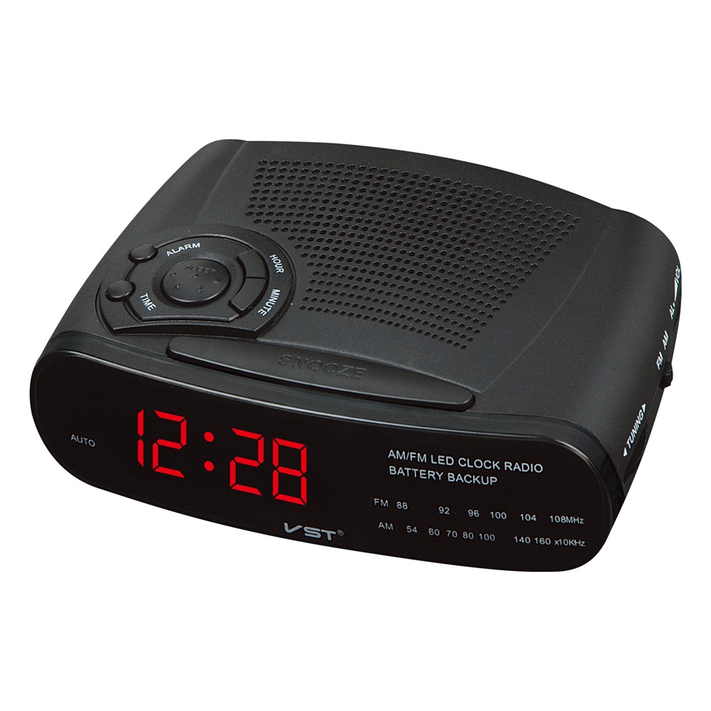 Alarm Clock Radio with AM/FM Digital LED Display with Snooze, Battery Backup Function red