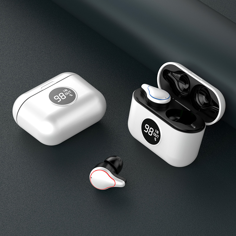 T60 TWS True Wireless Earbuds Noise Canceling Earpiece Portable Bloototh Earphone Handsfree Sport Headset With Case silver white