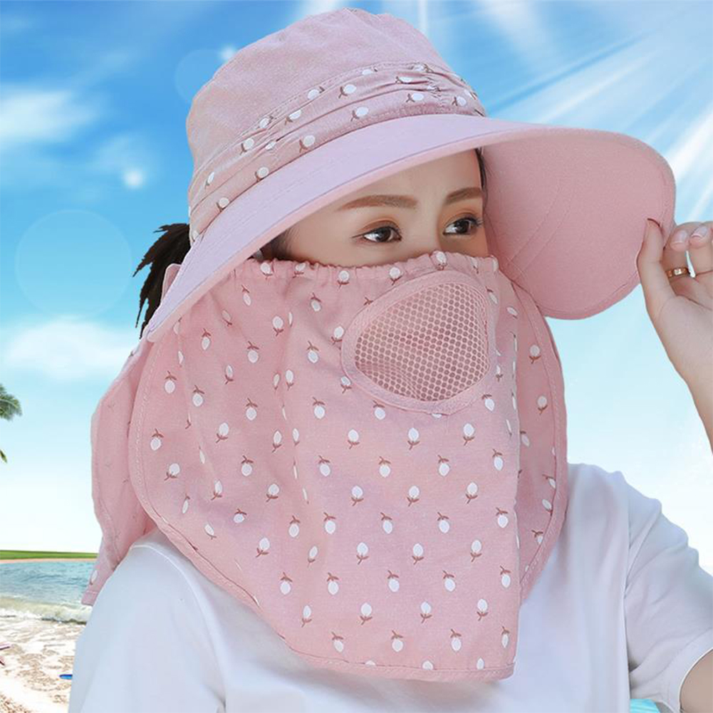 Wholesale Women Summer Large Brim Sun Hat UV Protection Folding Mask ...