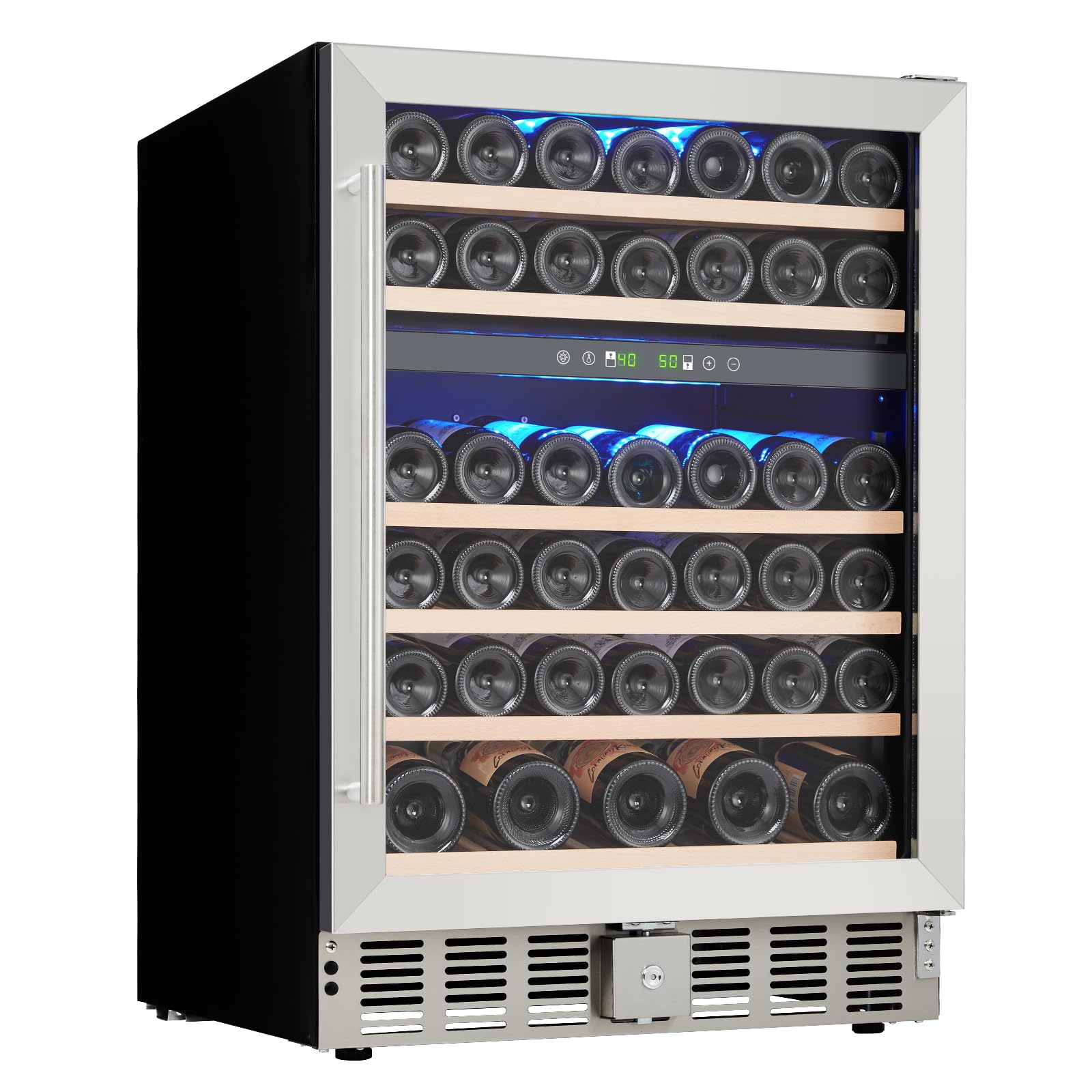 US GARVEE 52 Bottles Wine Fridge Dual Zone Wine Cooler Refrigerator with Digital Temperature Control