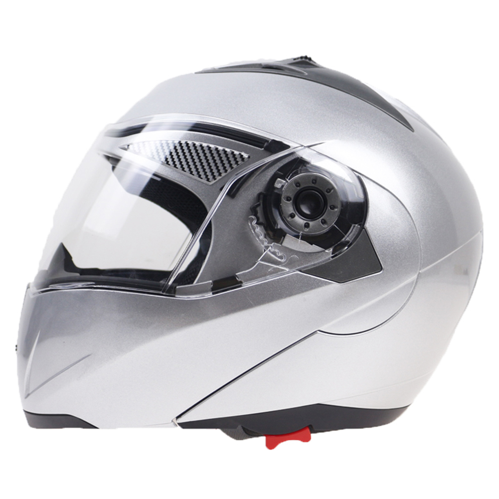 105 Full Face Helmet Electromobile Motorcycle Transparent Lens Protective Helmet Silver XXL