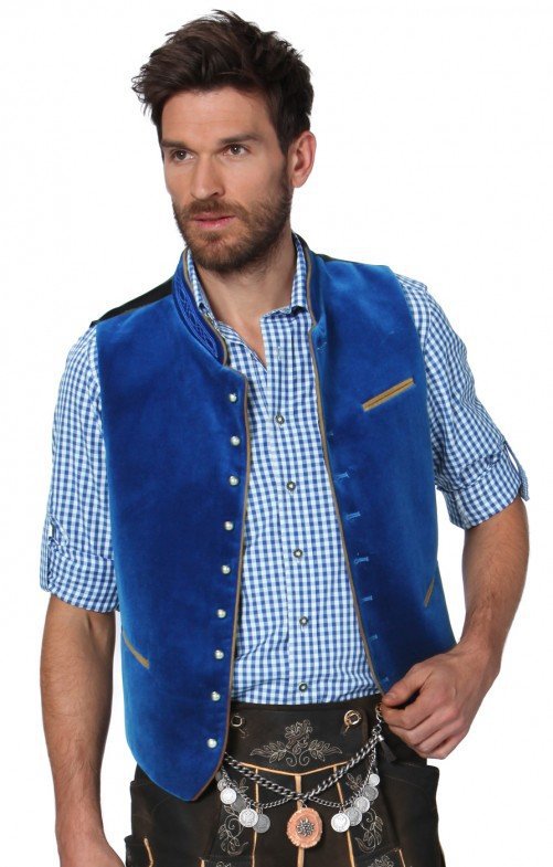 Men Casual Vest Beer Festival Waistcoat for Bavarian Traditional Costume Festival Party  blue_56