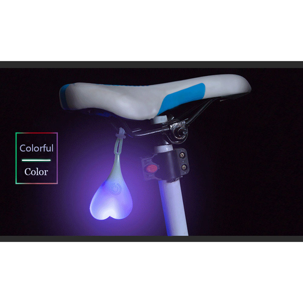 Waterproof Silicone Bicycle Taillight Rear Lights Heart Shape Night Warning LED Variable color