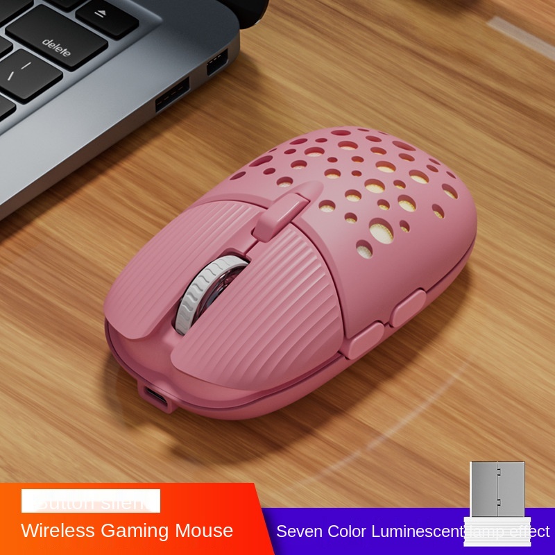 Bm900 Wireless 2.4g Desktop Computer  Mouse Charging Gaming Electronic Sports Silent Luminous Mouse Laptops Notebook Accessories pink