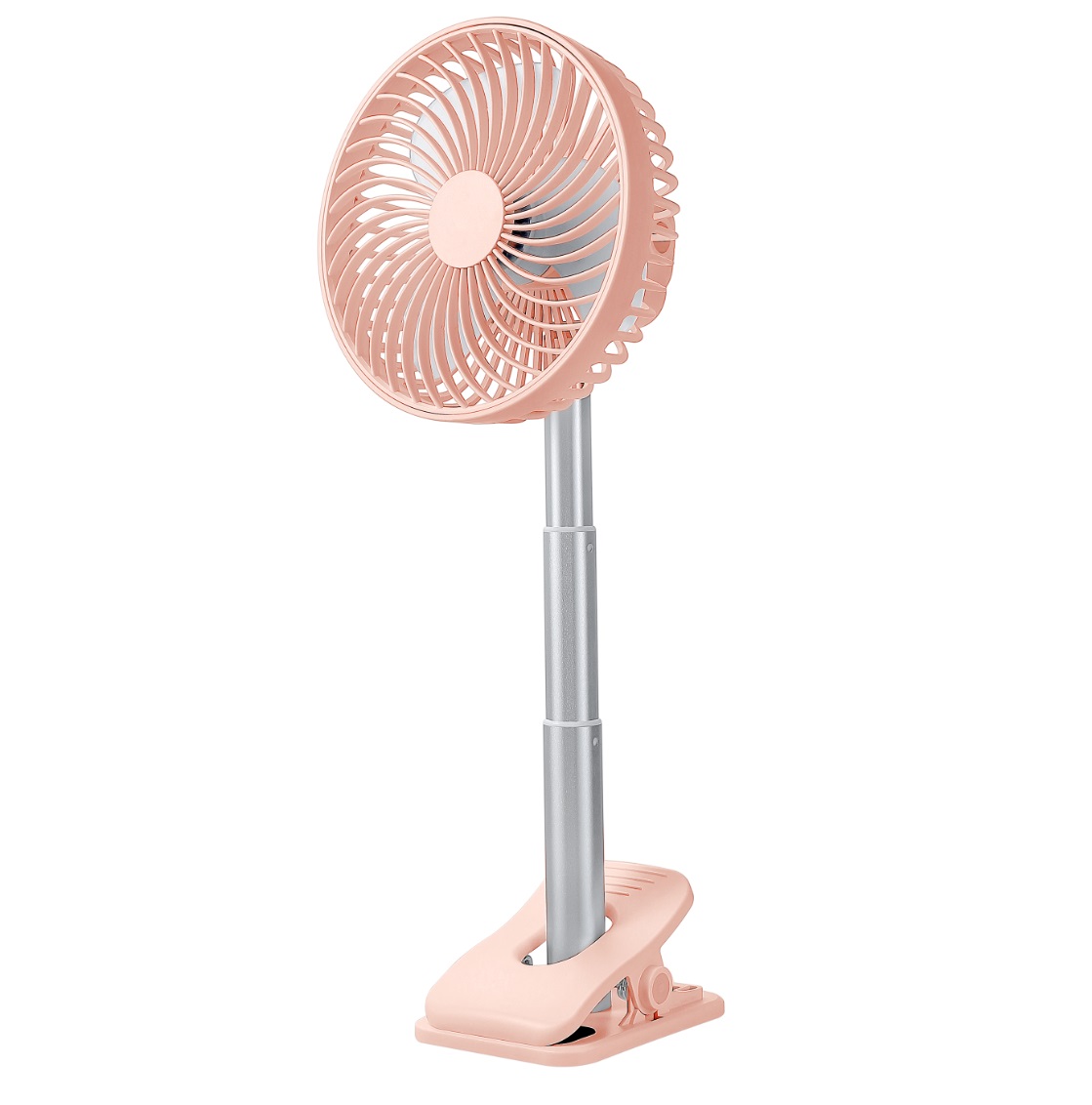 Silent Mini Fan Electric USB Charging Telescopic Stand Fan for Home Office Pink