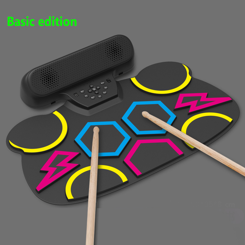 Electronic Roll Up Drum Dual Speaker Rechargeable Practice Pad Digital Drum