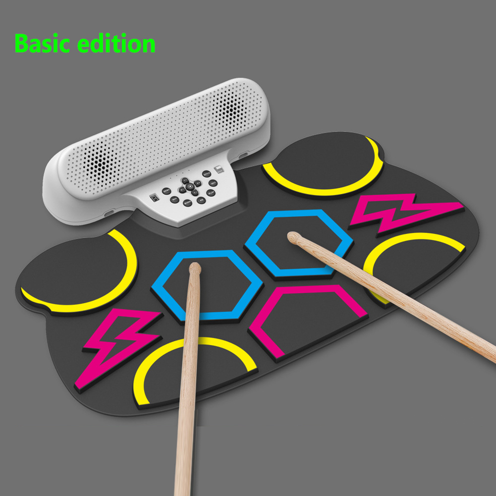 Electronic Roll Up Drum Dual Speaker Rechargeable Practice Pad Digital Drum
