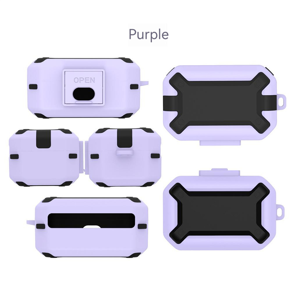 Shockproof Headphone Case Non-slip Sleeve Frame Compatible For Sennheiser Momentum True Wireless 3 Earbuds Purple