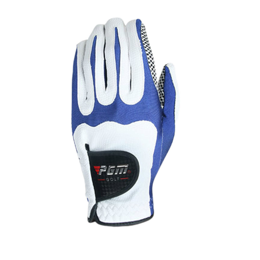 Men Golf Fiber Cloth Gloves Left/Right Hand Glove Magic Elastic Particles Men Slip-resistant Accessories [Left hand] white blue_L
